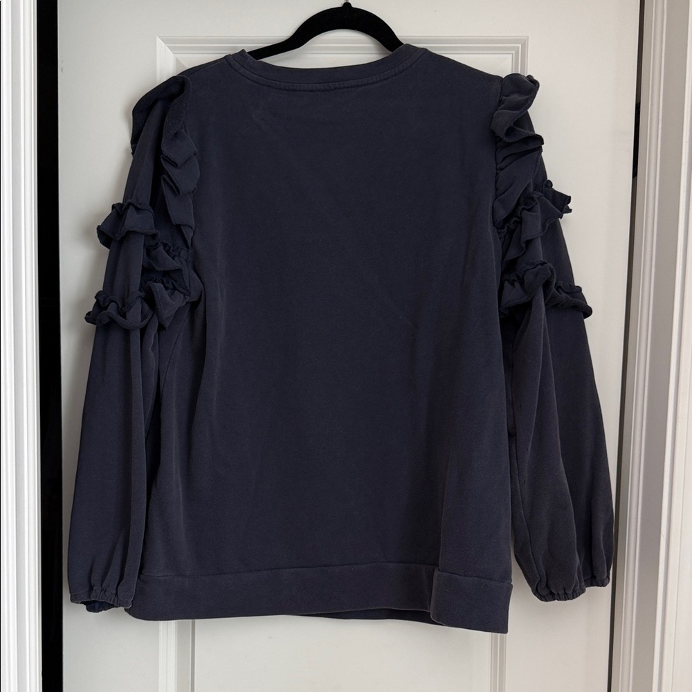 Universal Thread Dark Blue Ruffle Sweatshirt - Picture 3 of 3